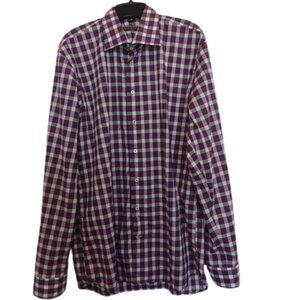 Jack Lipson Signature Shirt  Flip Cuff Paisley Plaid Eclectic Size: 16.5